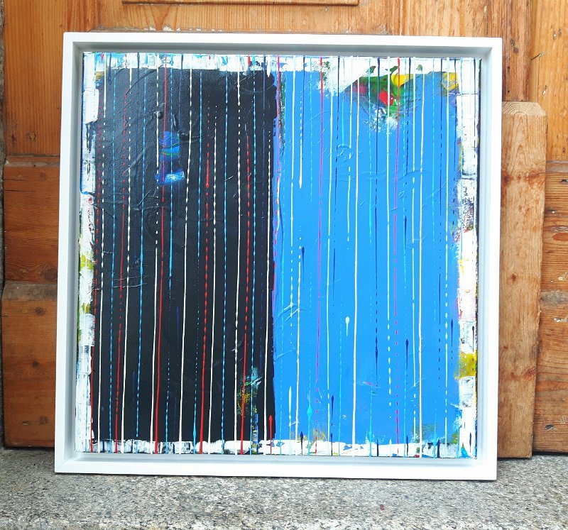 Coloured lines 25 2018 50×50 (+R) Acryl-Lack LW, SOLD